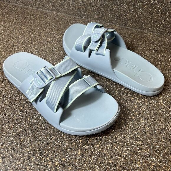 Chaco Summer Sandals Women's Size 11 Flats Slip On Blue Rubber Synthetic Slides - Picture 1 of 11